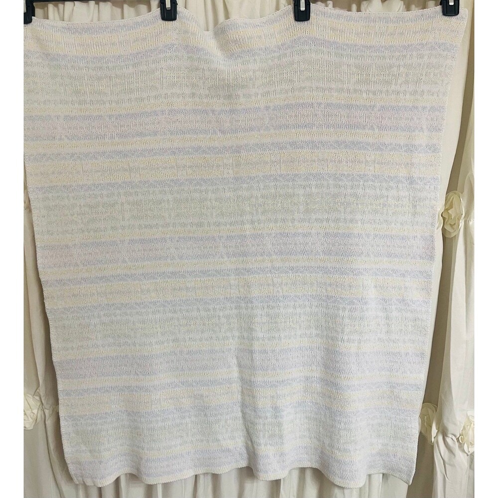 Vintage Eddie Bauer Home Knit Pastel Baby Blanket